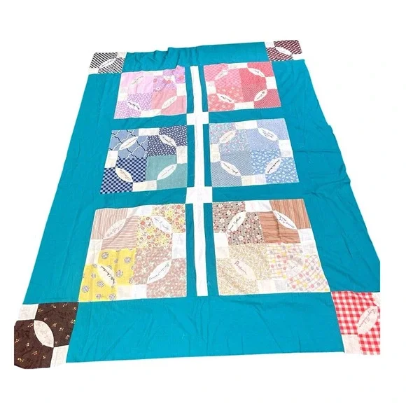 Vintage Unfinished Friendship Quilt Top With Names 64x86 Hand Stitched Rare - Picture 1 of 7